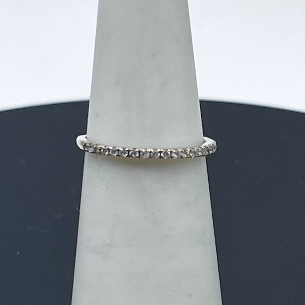 10K White Gold Lab Grown Diamond Half Eternity Band Ring Size 5.25 Dainty 0.8g